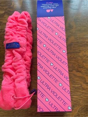 Ultra Violette Bright Pink Plush Headband with Adjustable Drawcord